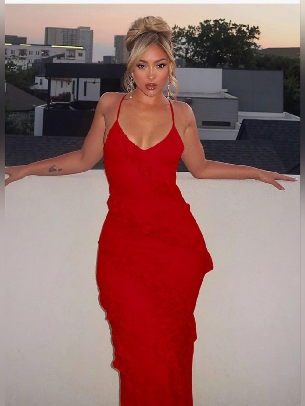 New V-Neck Ruffle Maxi Dress - Picture 5 of 10